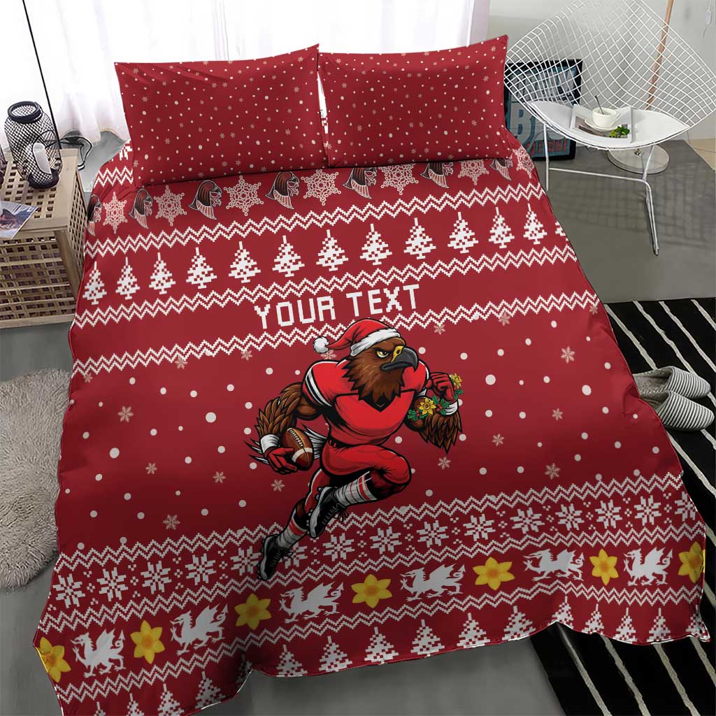 Personalized Radnorshire Wales Christmas Bedding Set Red-Tailed Hawk Rugby - Wonder Print Shop