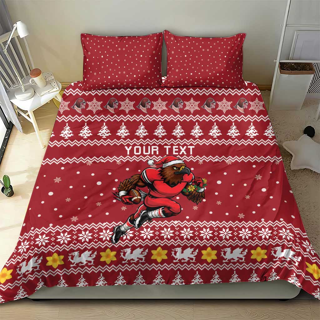 Personalized Radnorshire Wales Christmas Bedding Set Red-Tailed Hawk Rugby - Wonder Print Shop
