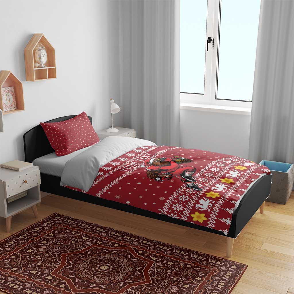 Personalized Radnorshire Wales Christmas Bedding Set Red-Tailed Hawk Rugby - Wonder Print Shop