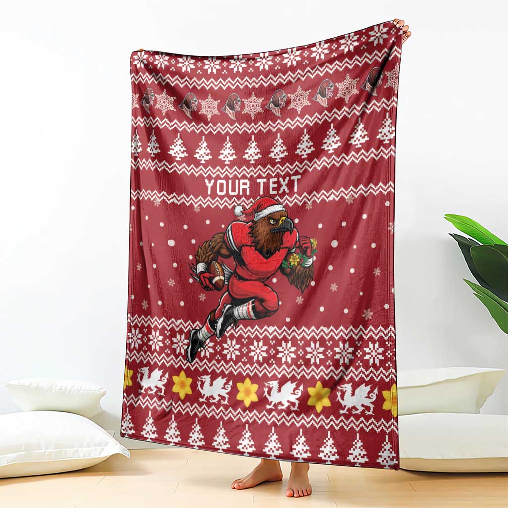 Personalized Radnorshire Wales Christmas Blanket Red-Tailed Hawk Rugby - Wonder Print Shop