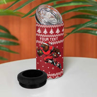 Personalized Radnorshire Wales Christmas 4 in 1 Can Cooler Tumbler Red-Tailed Hawk Rugby - Wonder Print Shop