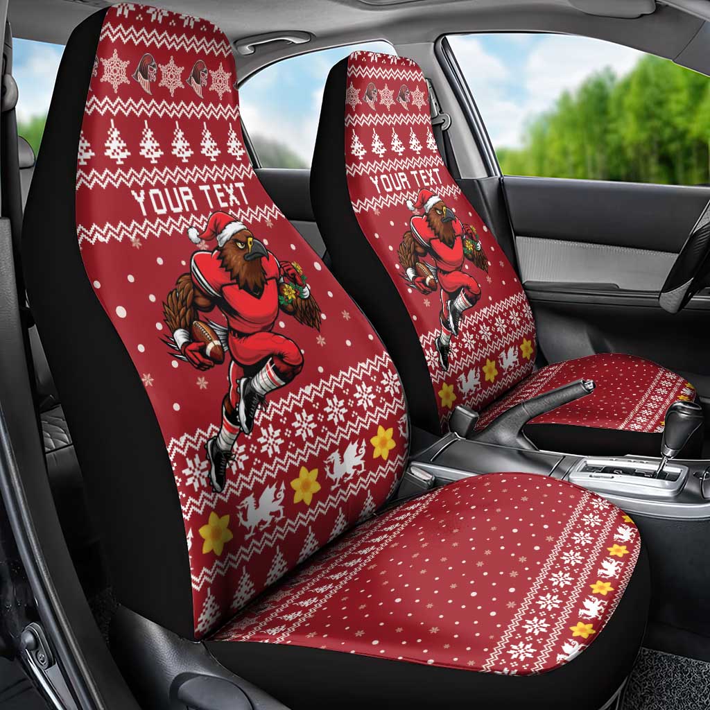 Personalized Radnorshire Wales Christmas Car Seat Cover Red-Tailed Hawk Rugby - Wonder Print Shop