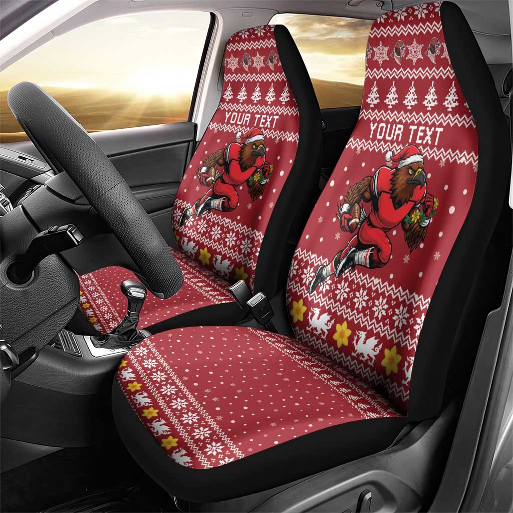 Personalized Radnorshire Wales Christmas Car Seat Cover Red-Tailed Hawk Rugby - Wonder Print Shop