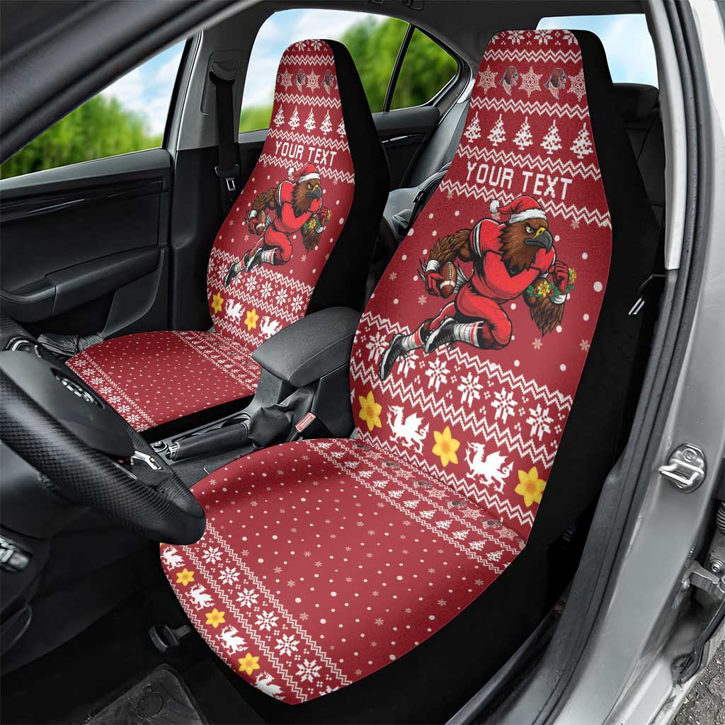 Personalized Radnorshire Wales Christmas Car Seat Cover Red-Tailed Hawk Rugby - Wonder Print Shop