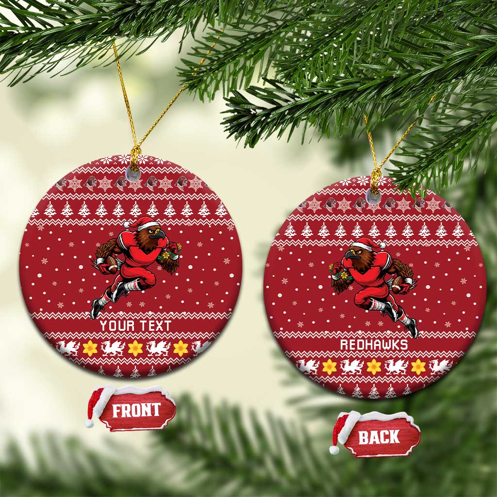 Personalized Radnorshire Wales Christmas Ceramic Ornament Red-Tailed Hawk Rugby - Wonder Print Shop