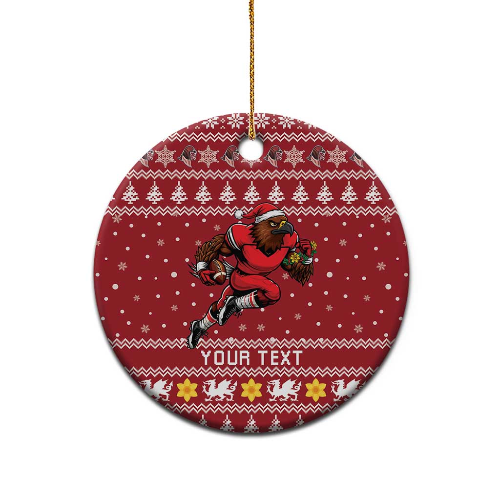 Personalized Radnorshire Wales Christmas Ceramic Ornament Red-Tailed Hawk Rugby - Wonder Print Shop