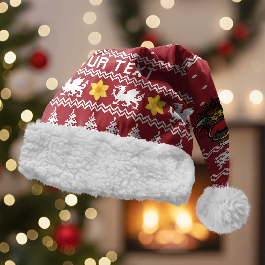 Personalized Radnorshire Wales Christmas Santa Hat Red-Tailed Hawk Rugby - Wonder Print Shop
