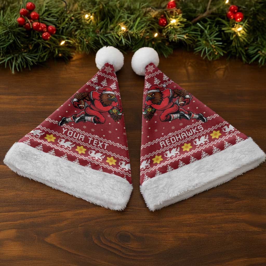 Personalized Radnorshire Wales Christmas Santa Hat Red-Tailed Hawk Rugby - Wonder Print Shop