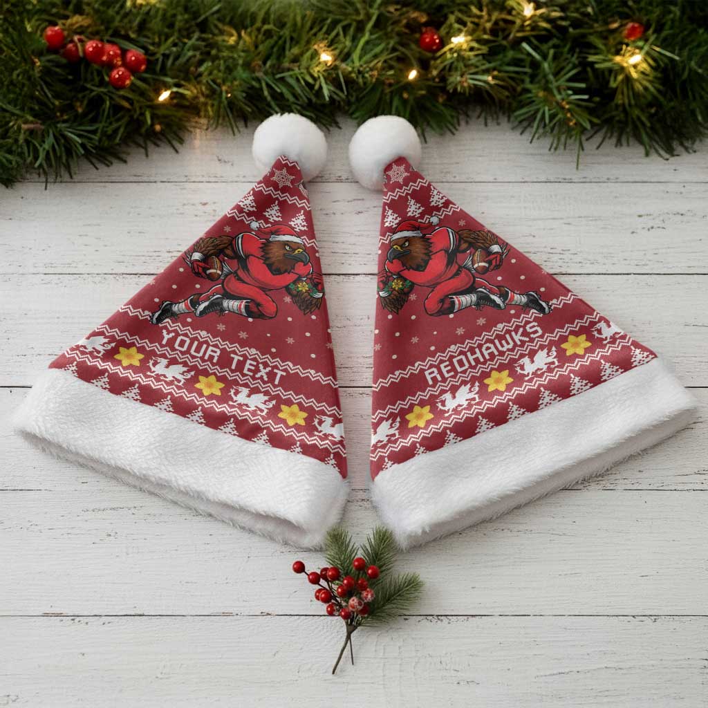 Personalized Radnorshire Wales Christmas Santa Hat Red-Tailed Hawk Rugby - Wonder Print Shop