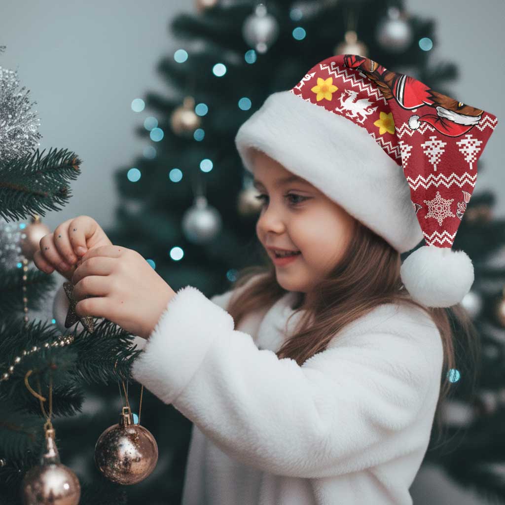 Personalized Radnorshire Wales Christmas Santa Hat Red-Tailed Hawk Rugby - Wonder Print Shop