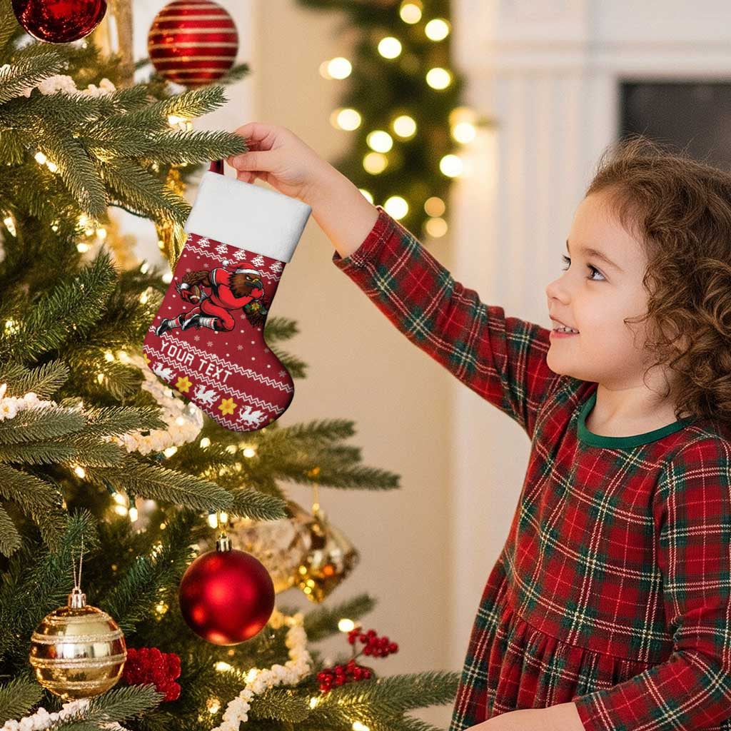 Personalized Radnorshire Wales Christmas Stocking Red-Tailed Hawk Rugby - Wonder Print Shop