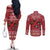 Personalized Radnorshire Wales Christmas Couples Matching Off The Shoulder Long Sleeve Dress and Long Sleeve Button Shirt Red-Tailed Hawk Rugby - Wonder Print Shop