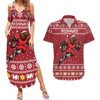 Personalized Radnorshire Wales Christmas Couples Matching Summer Maxi Dress and Hawaiian Shirt Red-Tailed Hawk Rugby - Wonder Print Shop
