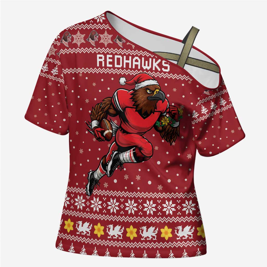 Personalized Radnorshire Wales Christmas Cross Shoulder Shirt Red-Tailed Hawk Rugby - Wonder Print Shop