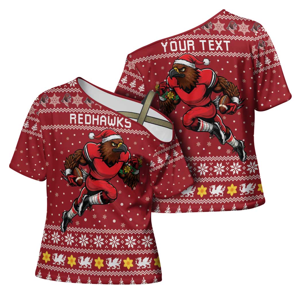 Personalized Radnorshire Wales Christmas Cross Shoulder Shirt Red-Tailed Hawk Rugby - Wonder Print Shop