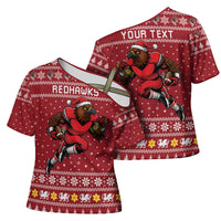 Personalized Radnorshire Wales Christmas Cross Shoulder Shirt Red-Tailed Hawk Rugby - Wonder Print Shop