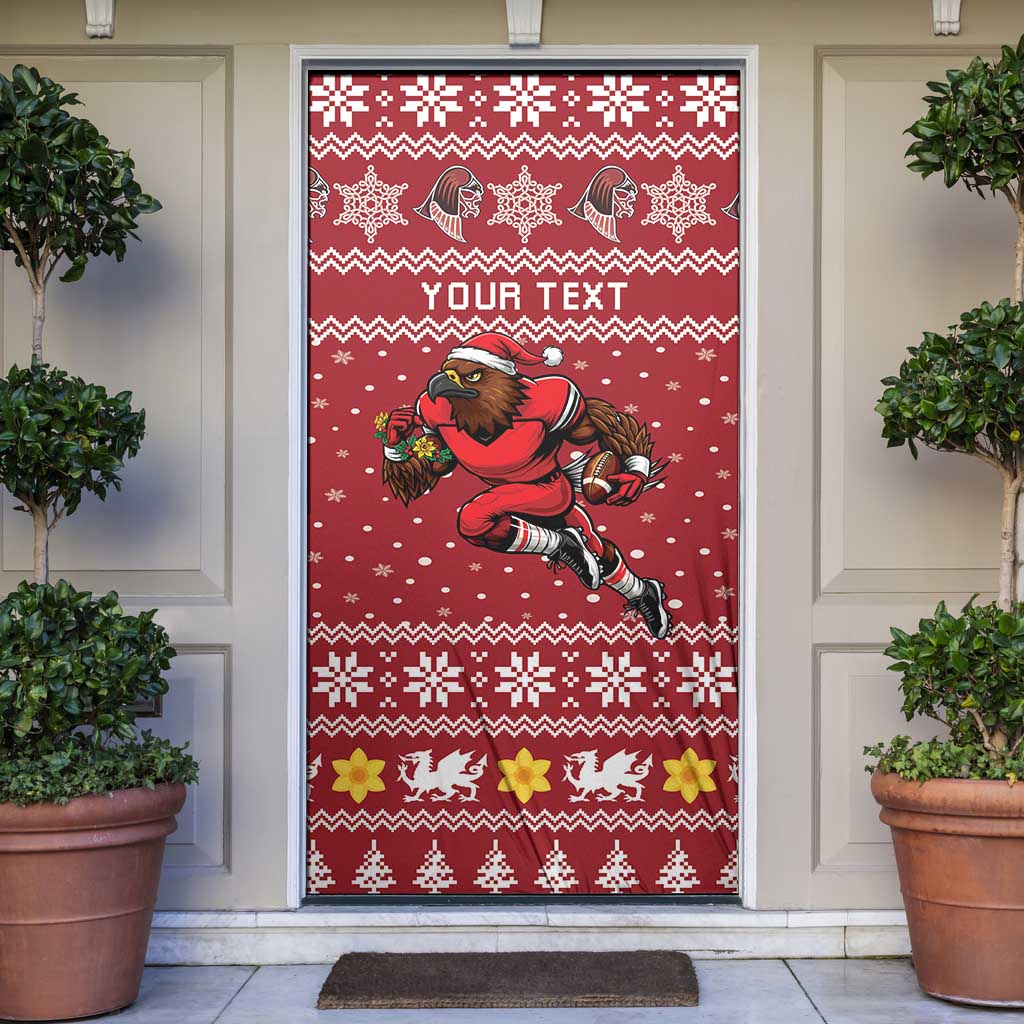Personalized Radnorshire Wales Christmas Door Cover Red-Tailed Hawk Rugby - Wonder Print Shop