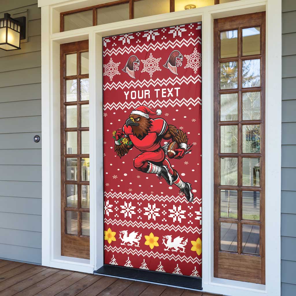 Personalized Radnorshire Wales Christmas Door Cover Red-Tailed Hawk Rugby - Wonder Print Shop