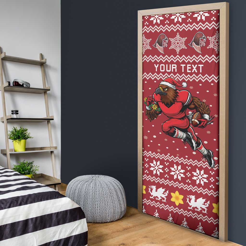 Personalized Radnorshire Wales Christmas Door Cover Red-Tailed Hawk Rugby - Wonder Print Shop