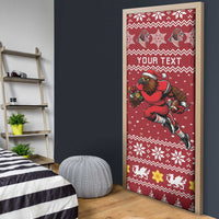 Personalized Radnorshire Wales Christmas Door Cover Red-Tailed Hawk Rugby - Wonder Print Shop