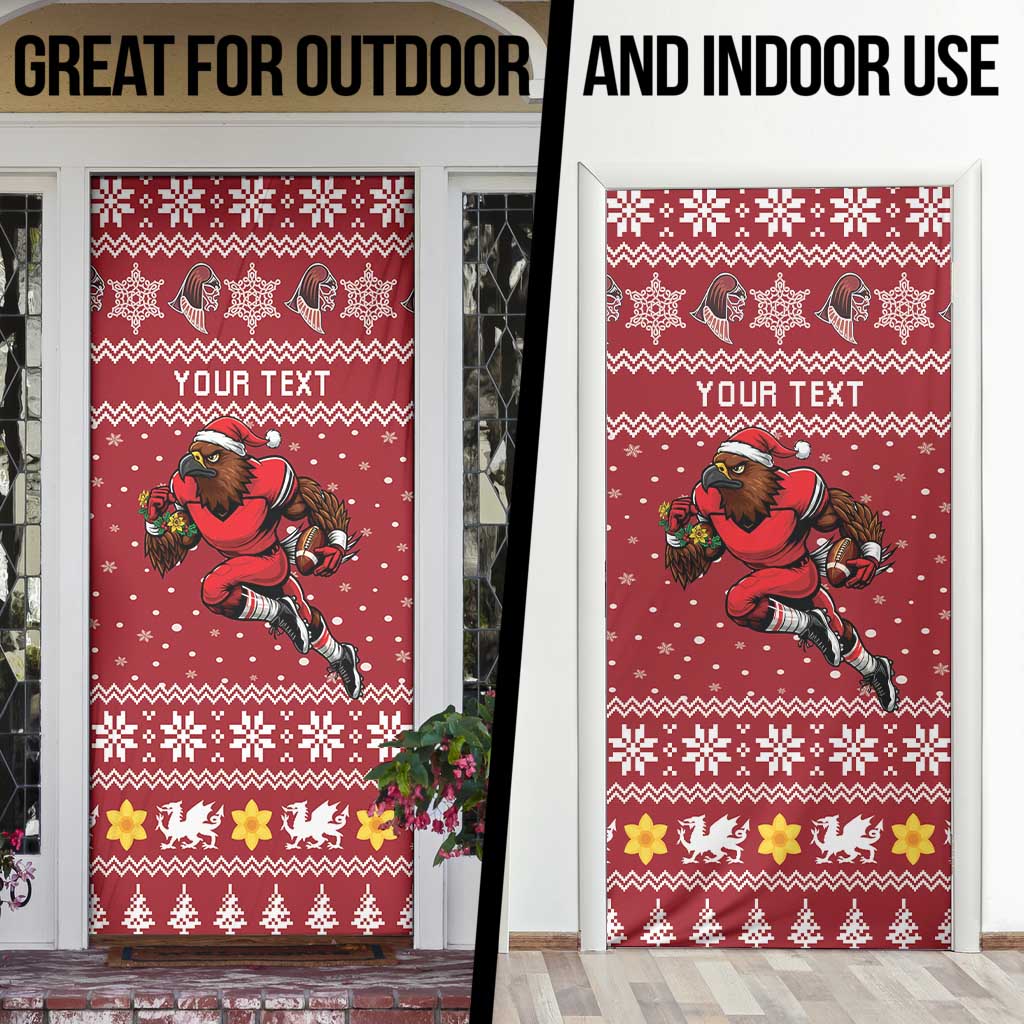 Personalized Radnorshire Wales Christmas Door Cover Red-Tailed Hawk Rugby - Wonder Print Shop