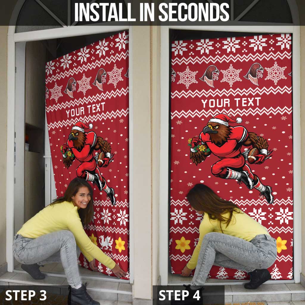 Personalized Radnorshire Wales Christmas Door Cover Red-Tailed Hawk Rugby - Wonder Print Shop