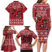 Personalized Radnorshire Wales Christmas Family Matching Long Sleeve Bodycon Dress and Hawaiian Shirt Red-Tailed Hawk Rugby - Wonder Print Shop