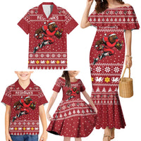 Personalized Radnorshire Wales Christmas Family Matching Mermaid Dress and Hawaiian Shirt Red-Tailed Hawk Rugby - Wonder Print Shop