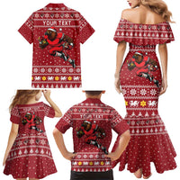 Personalized Radnorshire Wales Christmas Family Matching Mermaid Dress and Hawaiian Shirt Red-Tailed Hawk Rugby - Wonder Print Shop