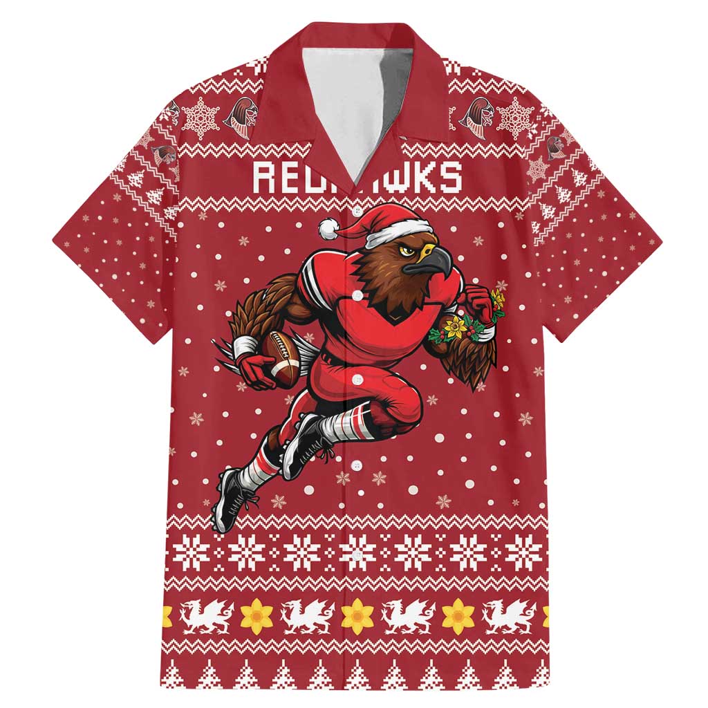 Personalized Radnorshire Wales Christmas Family Matching Mermaid Dress and Hawaiian Shirt Red-Tailed Hawk Rugby - Wonder Print Shop