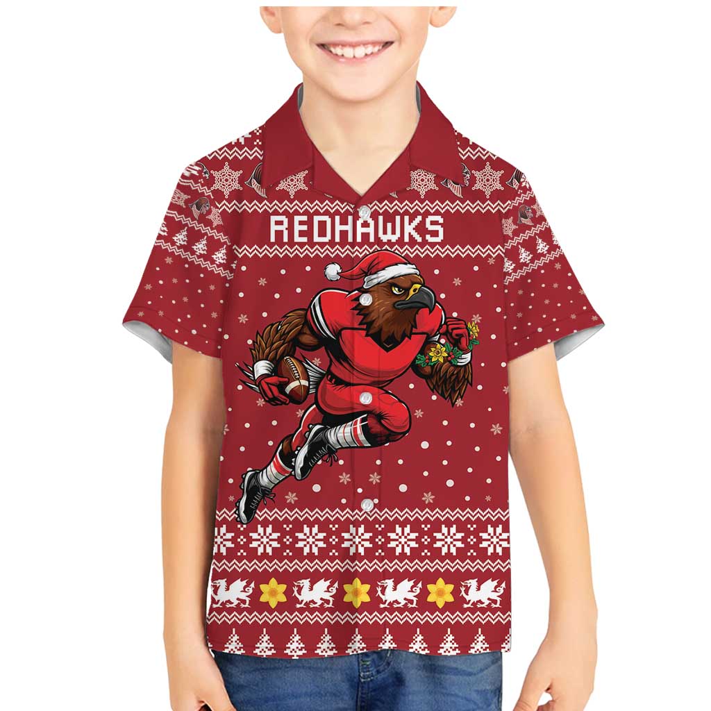 Personalized Radnorshire Wales Christmas Family Matching Mermaid Dress and Hawaiian Shirt Red-Tailed Hawk Rugby - Wonder Print Shop