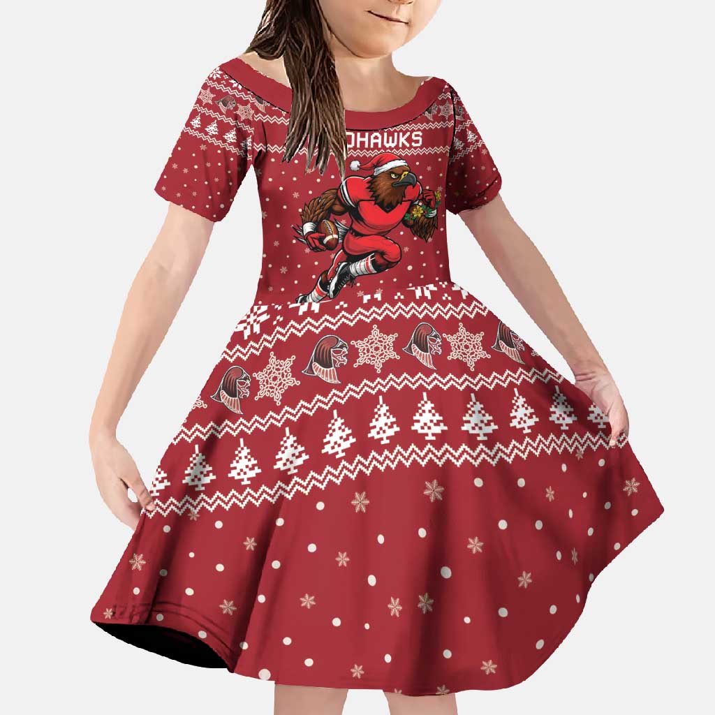 Personalized Radnorshire Wales Christmas Family Matching Off Shoulder Maxi Dress and Hawaiian Shirt Red-Tailed Hawk Rugby - Wonder Print Shop