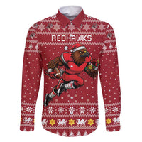 Personalized Radnorshire Wales Christmas Family Matching Off Shoulder Maxi Dress and Hawaiian Shirt Red-Tailed Hawk Rugby - Wonder Print Shop