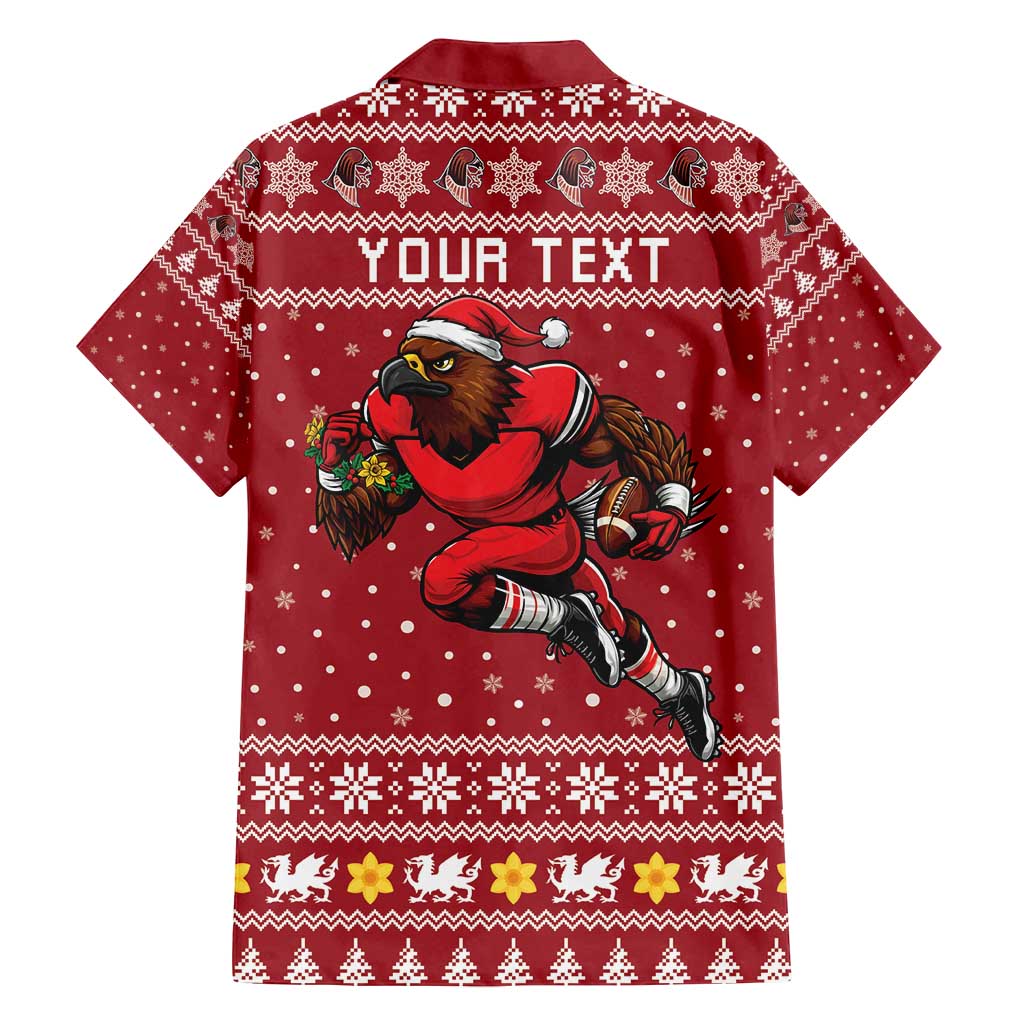 Personalized Radnorshire Wales Christmas Family Matching Off Shoulder Short Dress and Hawaiian Shirt Red-Tailed Hawk Rugby - Wonder Print Shop