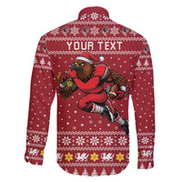 Personalized Radnorshire Wales Christmas Family Matching Off Shoulder Short Dress and Hawaiian Shirt Red-Tailed Hawk Rugby - Wonder Print Shop
