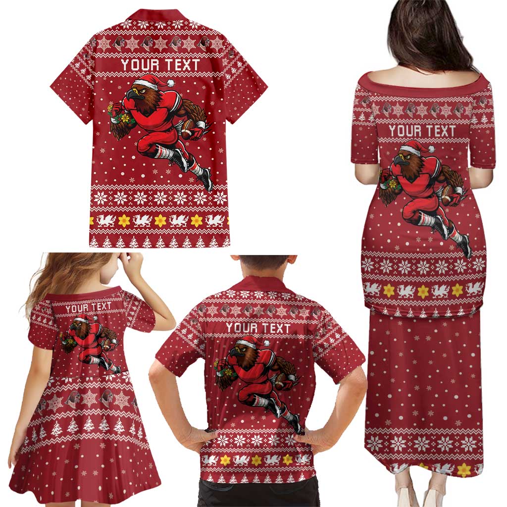Personalized Radnorshire Wales Christmas Family Matching Puletasi and Hawaiian Shirt Red-Tailed Hawk Rugby - Wonder Print Shop