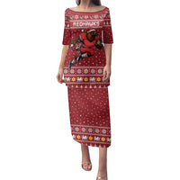 Personalized Radnorshire Wales Christmas Family Matching Puletasi and Hawaiian Shirt Red-Tailed Hawk Rugby - Wonder Print Shop