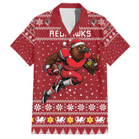 Personalized Radnorshire Wales Christmas Family Matching Short Sleeve Bodycon Dress and Hawaiian Shirt Red-Tailed Hawk Rugby - Wonder Print Shop