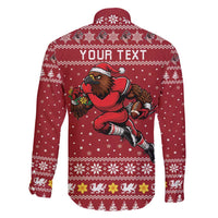 Personalized Radnorshire Wales Christmas Family Matching Short Sleeve Bodycon Dress and Hawaiian Shirt Red-Tailed Hawk Rugby - Wonder Print Shop
