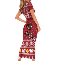 Personalized Radnorshire Wales Christmas Family Matching Short Sleeve Bodycon Dress and Hawaiian Shirt Red-Tailed Hawk Rugby - Wonder Print Shop