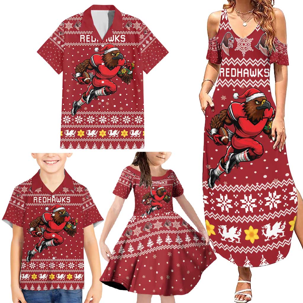 Personalized Radnorshire Wales Christmas Family Matching Summer Maxi Dress and Hawaiian Shirt Red-Tailed Hawk Rugby - Wonder Print Shop