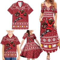 Personalized Radnorshire Wales Christmas Family Matching Summer Maxi Dress and Hawaiian Shirt Red-Tailed Hawk Rugby - Wonder Print Shop