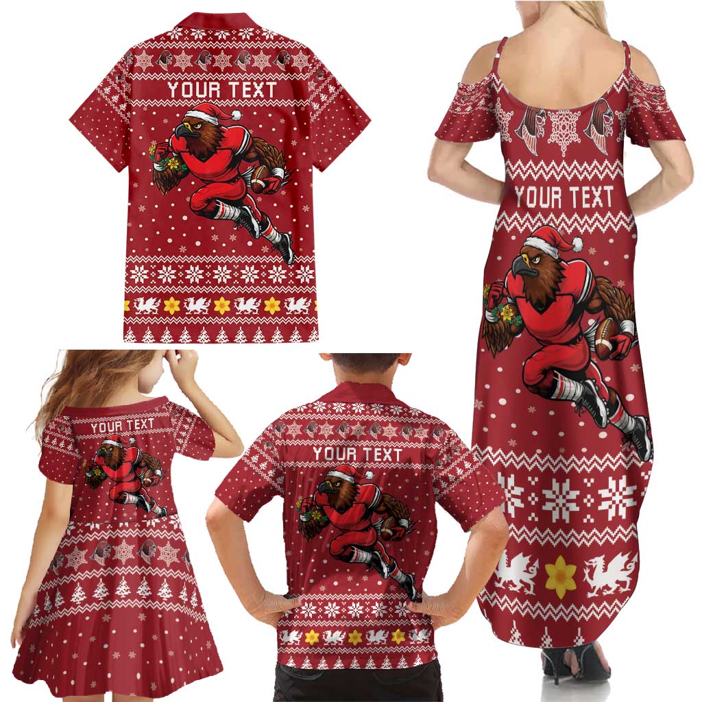 Personalized Radnorshire Wales Christmas Family Matching Summer Maxi Dress and Hawaiian Shirt Red-Tailed Hawk Rugby - Wonder Print Shop
