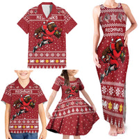 Personalized Radnorshire Wales Christmas Family Matching Tank Maxi Dress and Hawaiian Shirt Red-Tailed Hawk Rugby - Wonder Print Shop