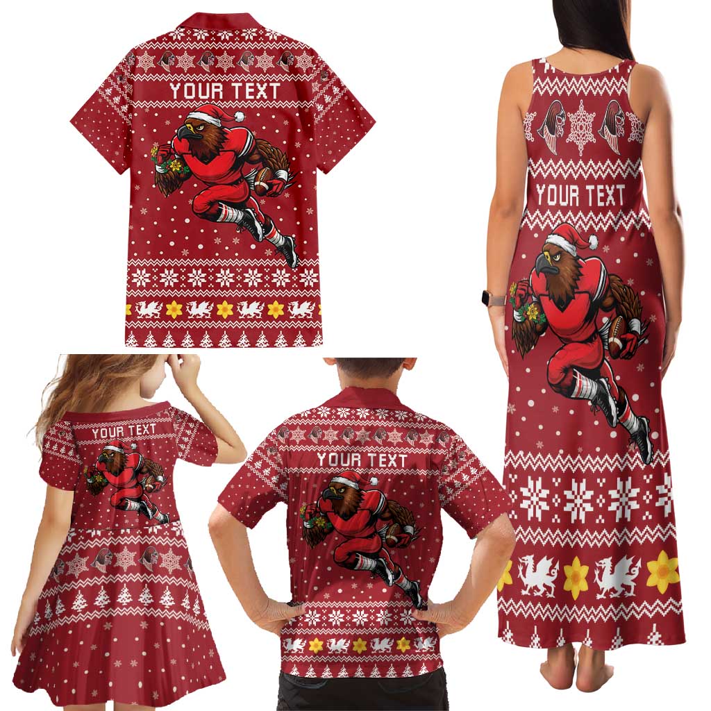 Personalized Radnorshire Wales Christmas Family Matching Tank Maxi Dress and Hawaiian Shirt Red-Tailed Hawk Rugby - Wonder Print Shop