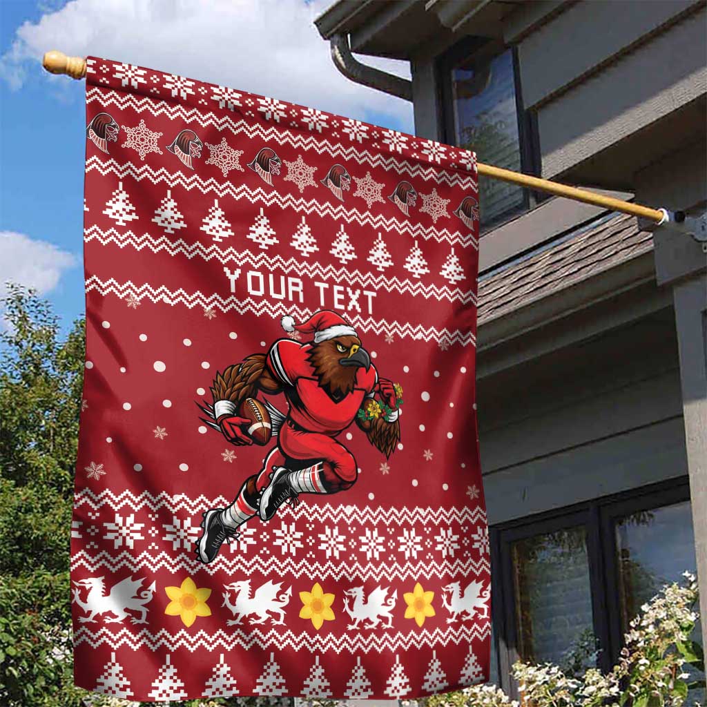 Personalized Radnorshire Wales Christmas Garden Flag Red-Tailed Hawk Rugby - Wonder Print Shop