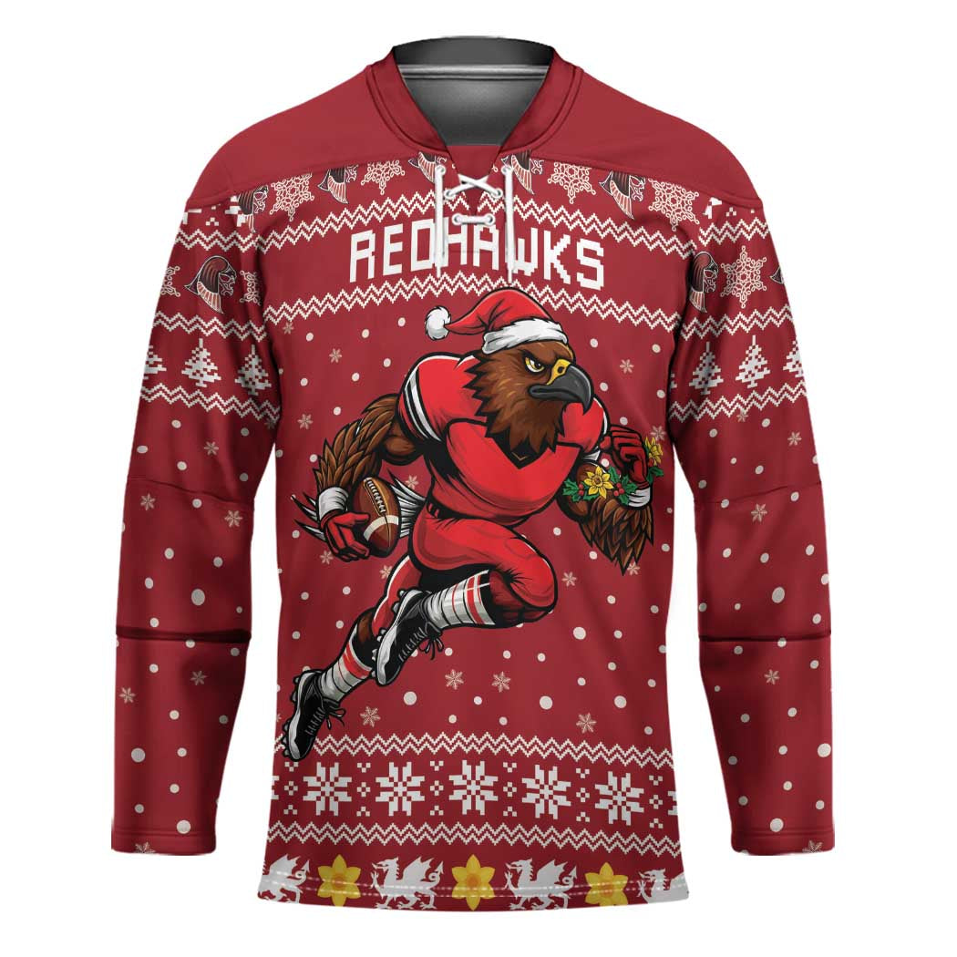 Personalized Radnorshire Wales Christmas Hockey Jersey Red-Tailed Hawk Rugby - Wonder Print Shop