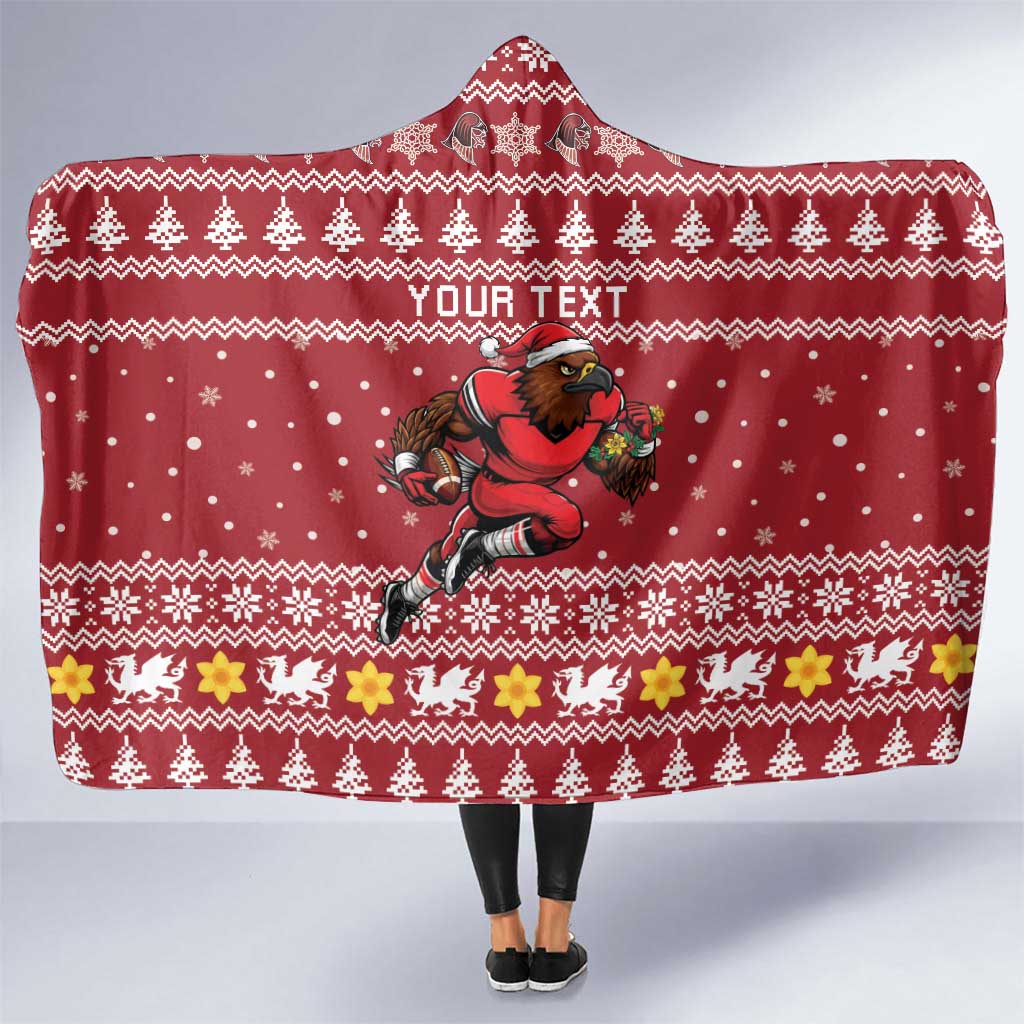Personalized Radnorshire Wales Christmas Hooded Blanket Red-Tailed Hawk Rugby - Wonder Print Shop