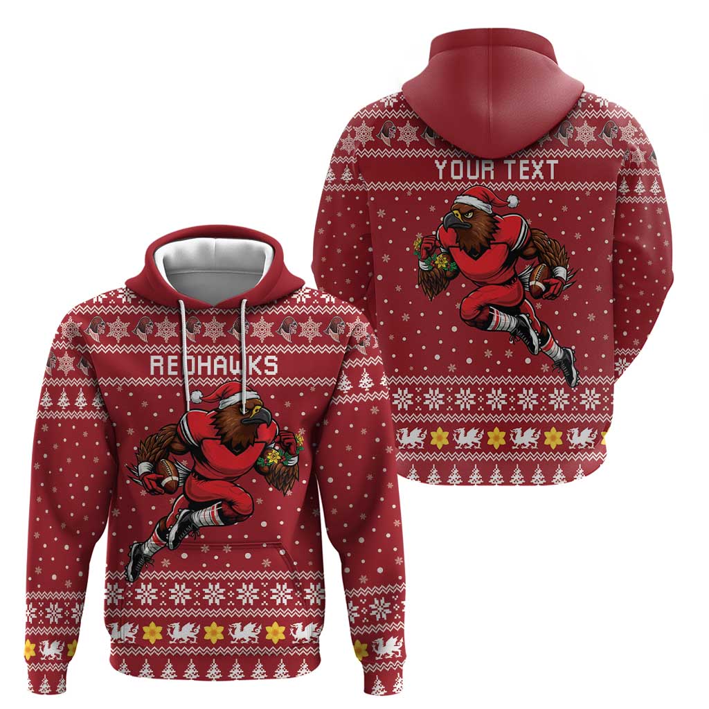 Personalized Radnorshire Wales Christmas Hoodie Red-Tailed Hawk Rugby - Wonder Print Shop