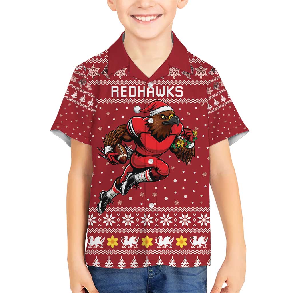 Personalized Radnorshire Wales Christmas Kid Hawaiian Shirt Red-Tailed Hawk Rugby - Wonder Print Shop